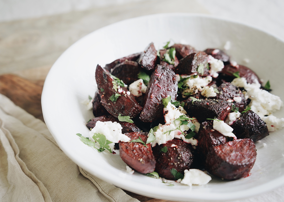 Betteraves rôties à l'érable et au fromage feta